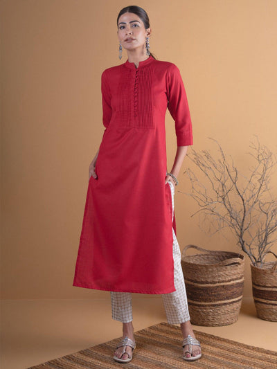 Red Linen Kurti and Red Linen Tunic Online Shopping